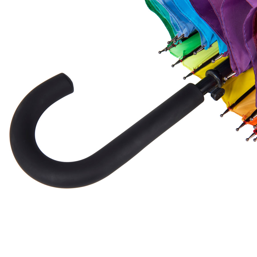 Зонт-трость Радуга, пластиковая ручка, полуавтомат