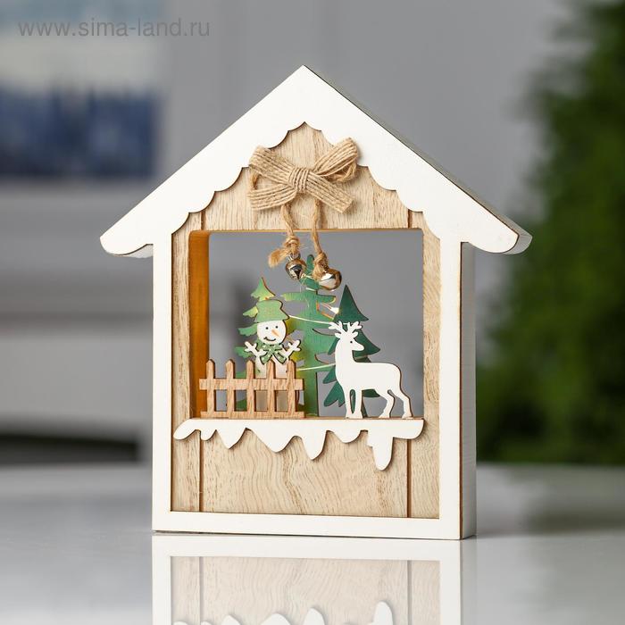 Светодиодная фигура «Дом со снеговиком»