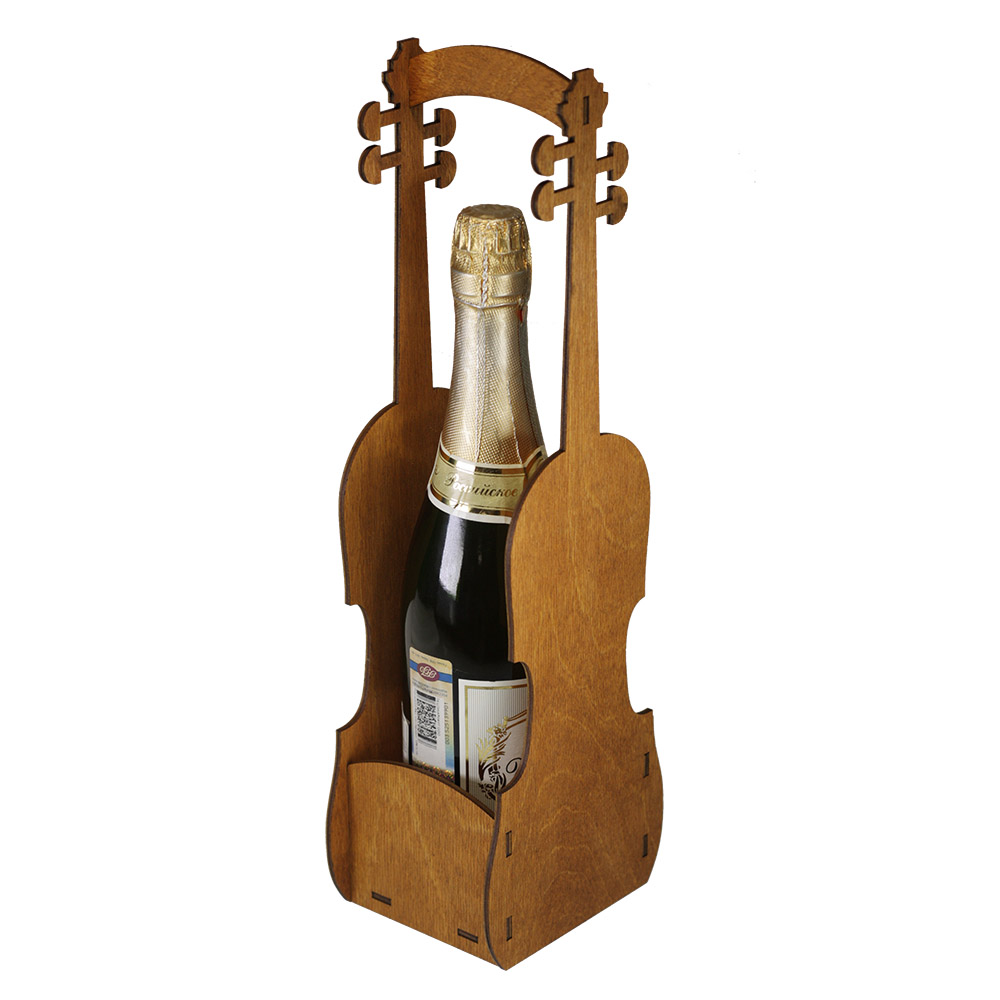 Ящик под бутылку скрипка, (12,5x39,7x10 см.), фанера УПФ