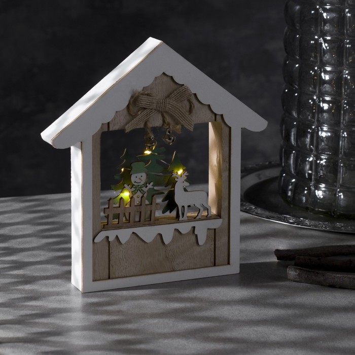 Светодиодная фигура «Дом со снеговиком»