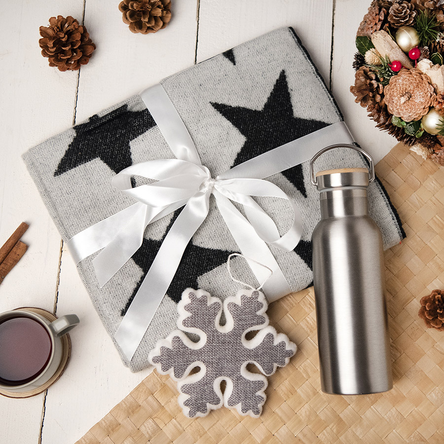 Подарочный набор STARNIGHT шарф, бутылка для воды, украшение новогоднее