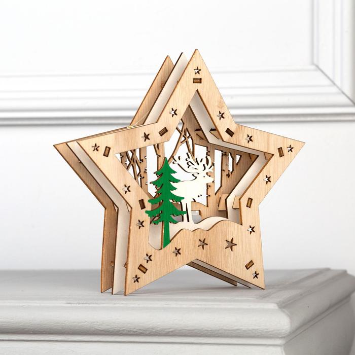 Светодиодная фигура «Звезда с оленем в лесу»